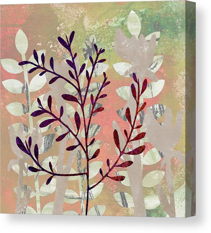 Leafy Tree Canvas Print featuring the mixed media Leafy Tree Abstract by Nancy Merkle