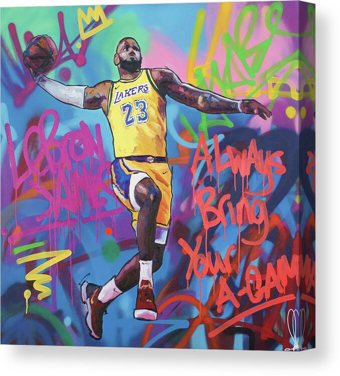 Lebron Canvas Print featuring the painting LeBron James II by Richard Day