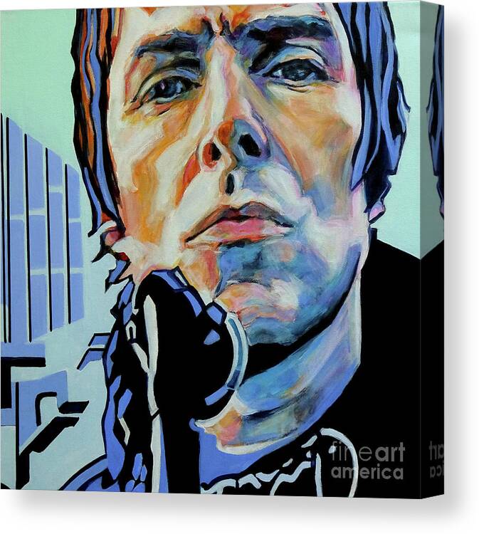 Liam Gallagher Canvas Print featuring the painting Liam Gallagher -Too Good For Giving Up by Tanya Filichkin