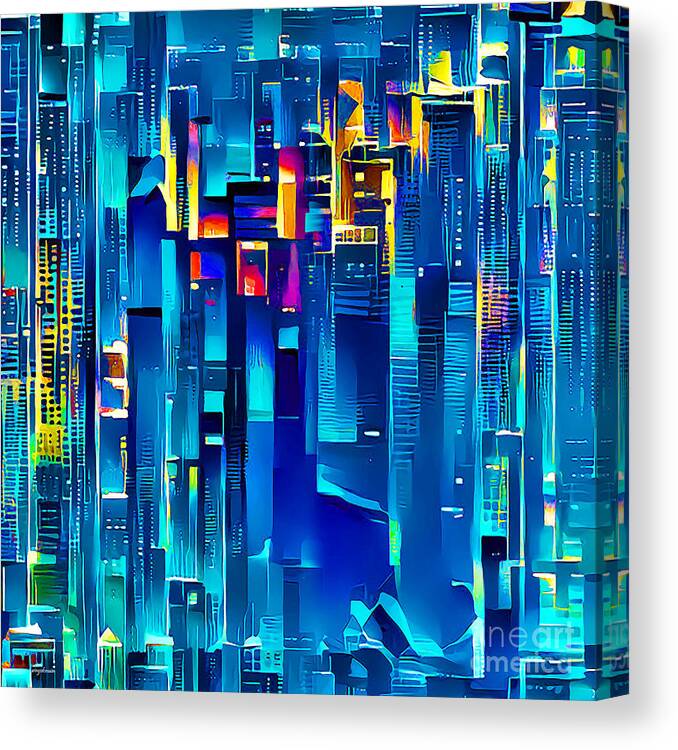 Wingsdomain Canvas Print featuring the photograph Life In The Big City Abstract 20210306 v2 square by Wingsdomain Art and Photography