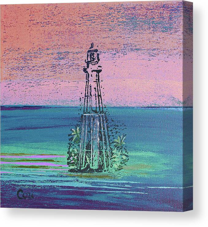 Light Canvas Print featuring the mixed media Light on the Horizon Peach Sky by Corinne Carroll