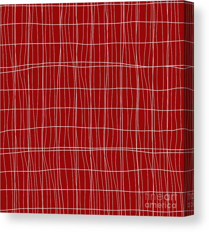 Lines Pattern Modern Design Canvas Print featuring the digital art Lines Pattern Modern Design - Red and White by Patricia Awapara