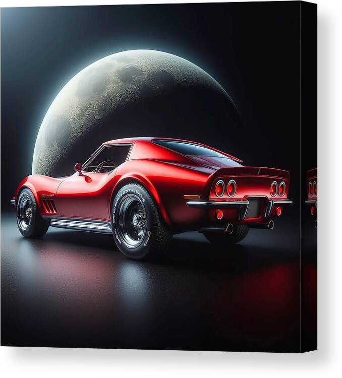 Red Sports Car Canvas Print featuring the digital art Little Red by David Manlove