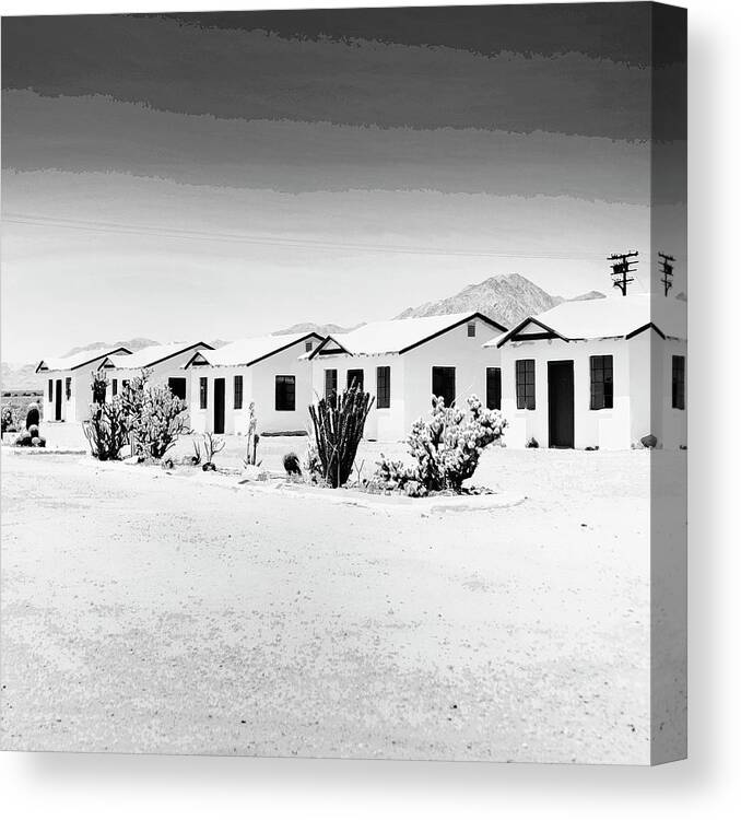 Photograph Canvas Print featuring the photograph LITTLE WHITE COTTAGES Route 66 Amboy CA by William Dey