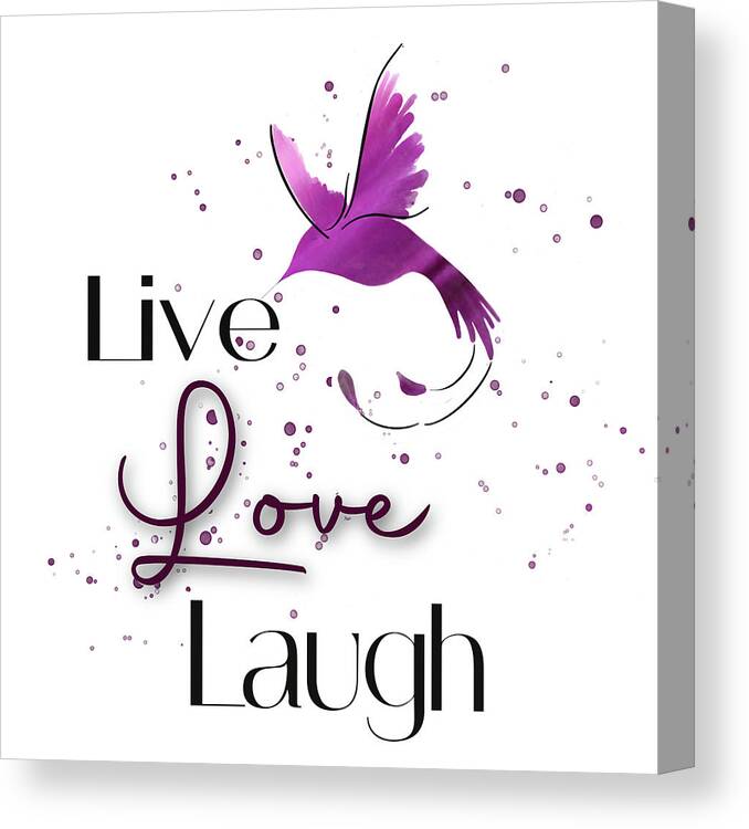 Words Canvas Print featuring the painting Live, Love, Laugh Amethyst by Amber Clarkson