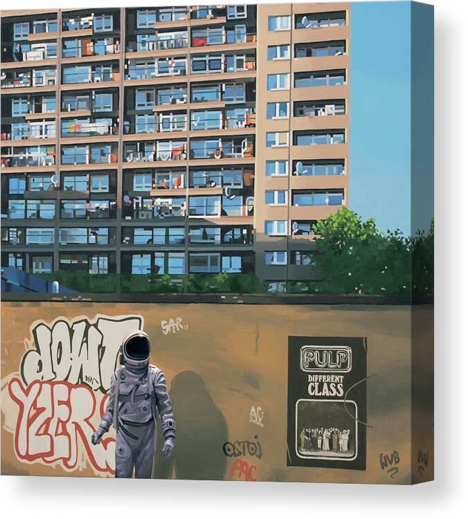 Astronaut Canvas Print featuring the painting London Pulp by Scott Listfield