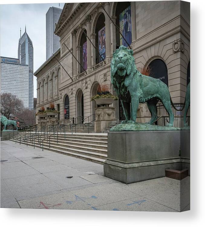 Chicago Canvas Print featuring the photograph Lonely Art institute by Laura Hedien