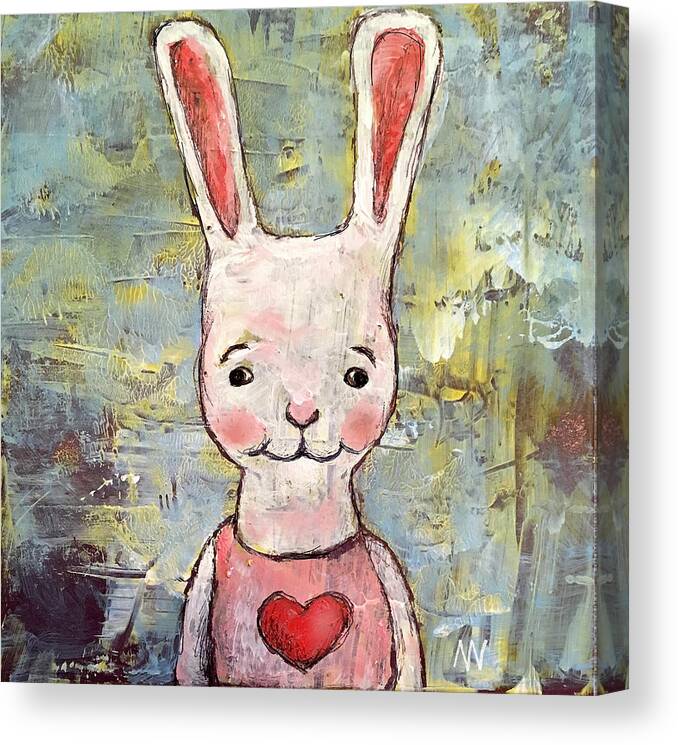 Bunny Canvas Print featuring the mixed media Love Bunny by AnneMarie Welsh