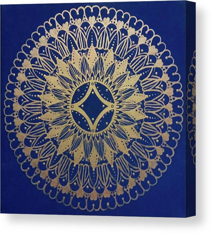 Mandala Canvas Print featuring the painting Loves Golden Compass by Eseret Art