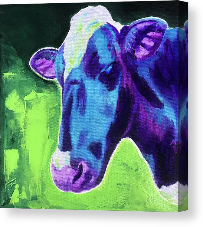 Cow Canvas Print featuring the painting Luna in Green by Dawg Painter