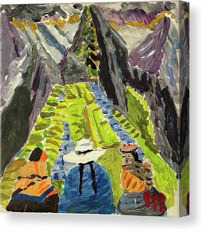  Canvas Print featuring the painting Machu Pichu journey by John Macarthur