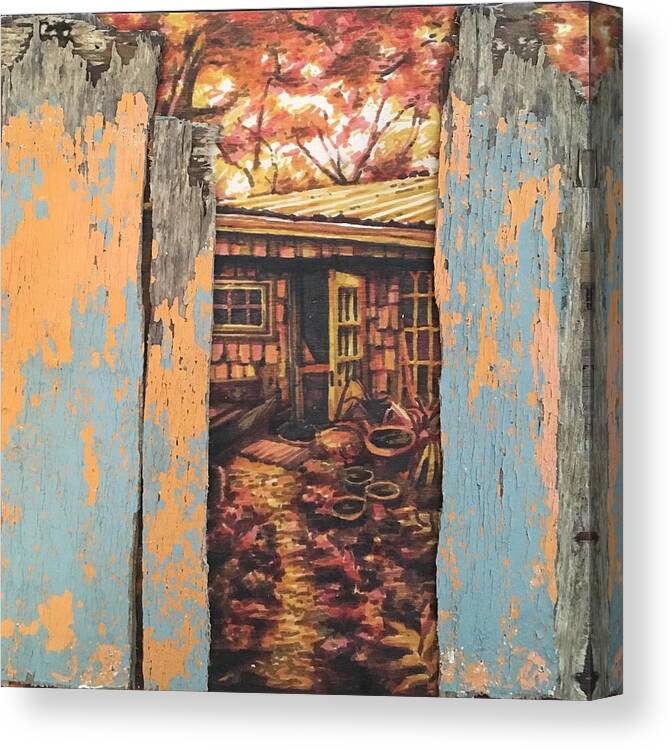 Woods Canvas Print featuring the mixed media Marc's Shack 1 by Matthew Lazure