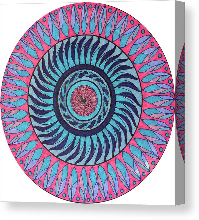 Mandala Canvas Print featuring the drawing Mandala-5 by Karen Nice-Webb