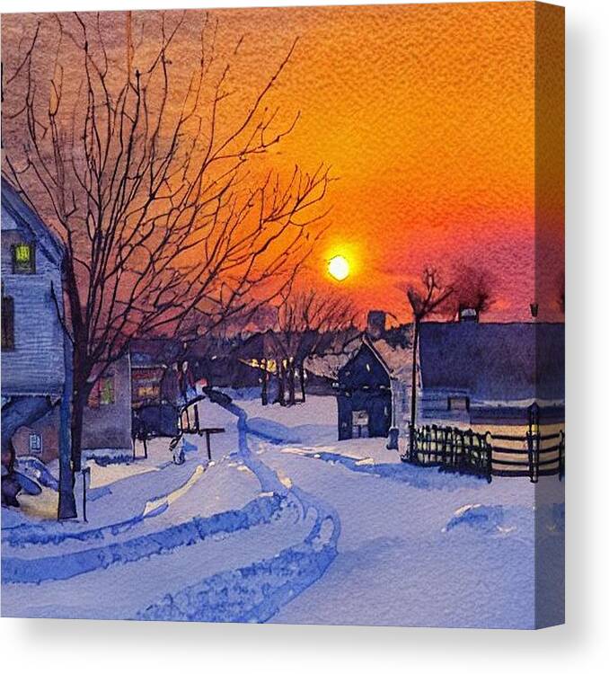 Pequannock Canvas Print featuring the painting Mandeville Ave, Pequannock Blizzard of 1947 by Christopher Lotito