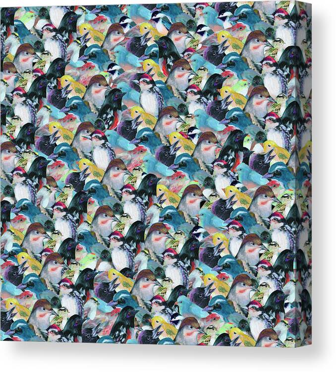 Bird Canvas Print featuring the painting Many Birds Pattern by Jennifer Lommers