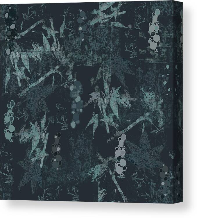 Maple Canvas Print featuring the digital art Maple Leaves and Bubbles Abstract Green by Sand And Chi