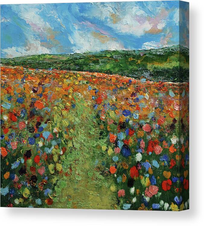 Flowers Canvas Print featuring the painting Meadow with Wildflowers by Michael Creese