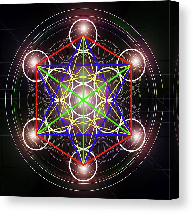Flower Of Life Canvas Print featuring the digital art Metatron's Cube_1 by Az Jackson