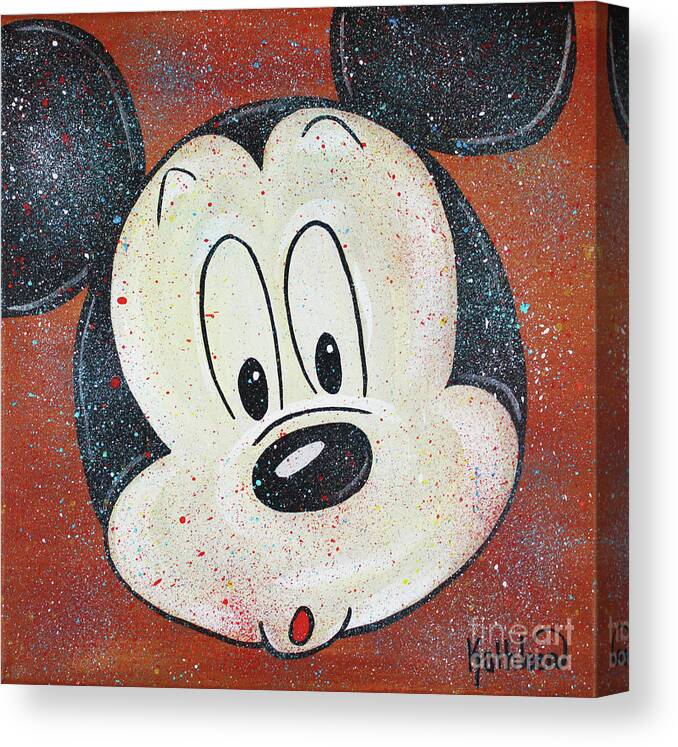 Mickey Mouse Canvas Print featuring the painting Mickey Mouse Hoo by Kathleen Artist PRO
