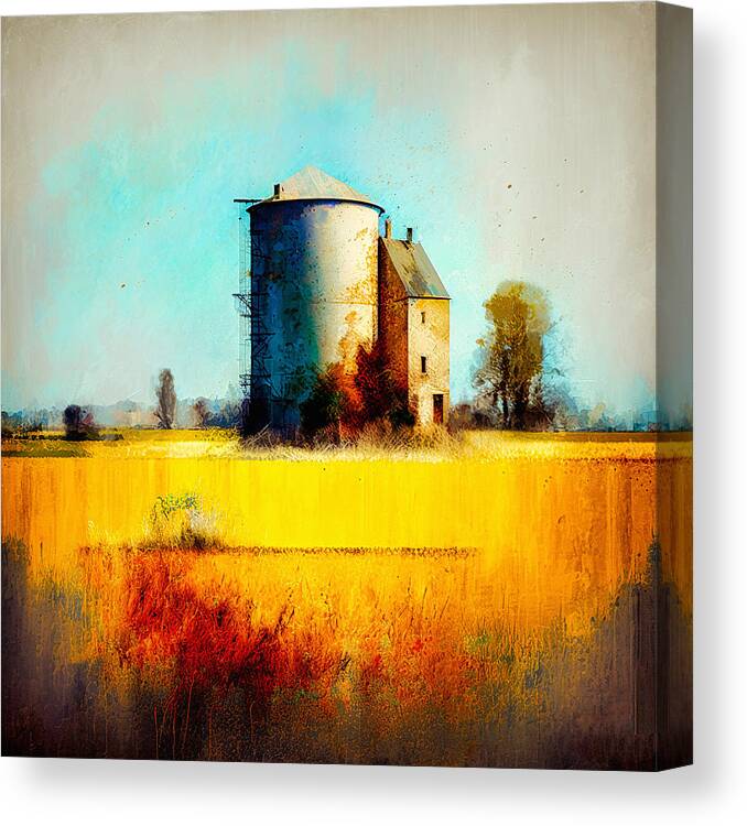 Abstract Canvas Print featuring the digital art Middleton Silo by Craig Boehman