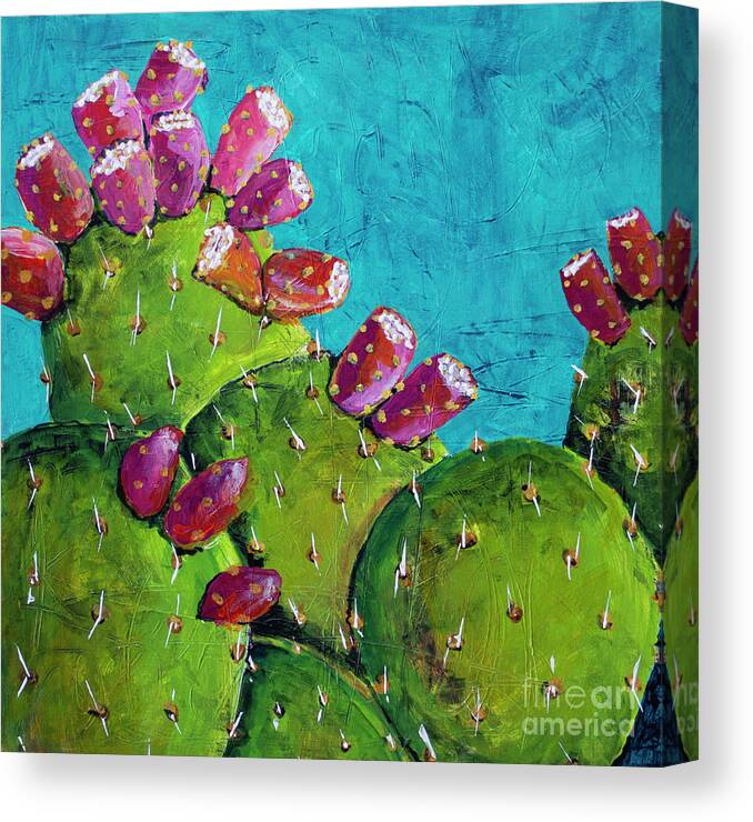 Prickly Pear Canvas Print featuring the painting Midnight Prickly Pear II by Robin Valenzuela