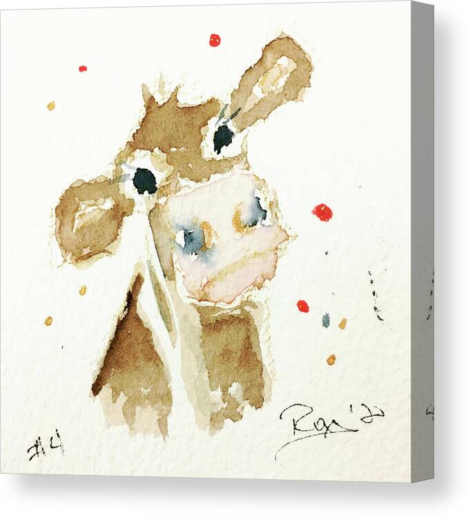 Cow Canvas Print featuring the painting Mini Cow 4 by Roxy Rich