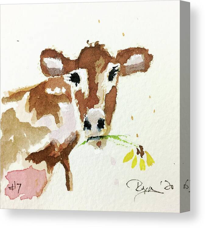 Cow Canvas Print featuring the painting Mini Cow 7 by Roxy Rich