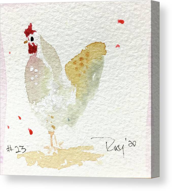 Rooster Canvas Print featuring the painting Mini Rooster 23 by Roxy Rich