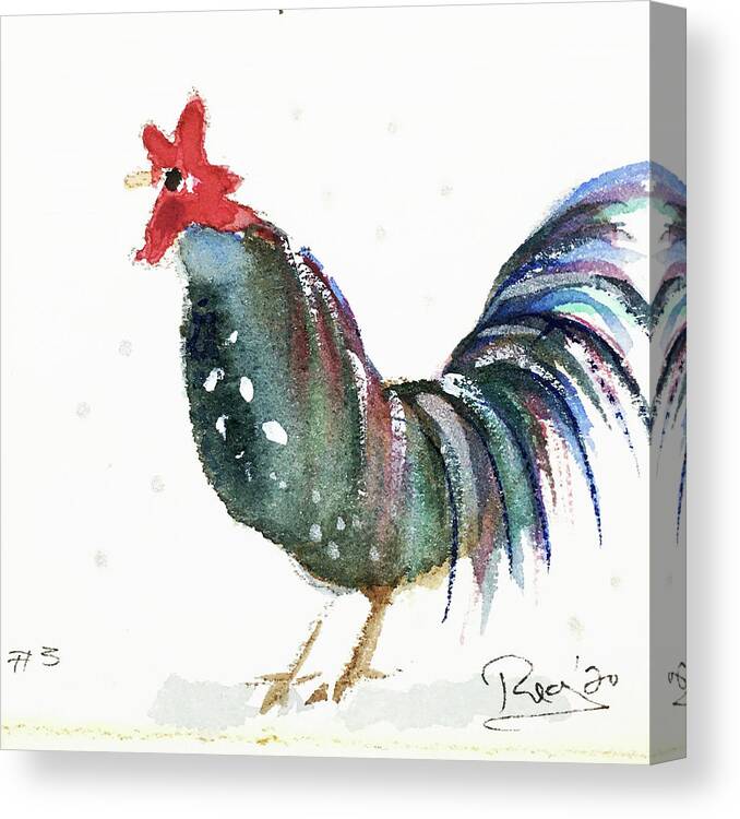 Whimsical Canvas Print featuring the painting Mini Rooster 3 by Roxy Rich