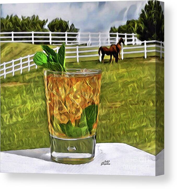 Cocktail Canvas Print featuring the digital art Mint Julep Kentucky Derby by CAC Graphics