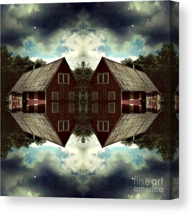 Photograph Canvas Print featuring the digital art Mirror, Mirror... Haunted House by Alexandra Vusir