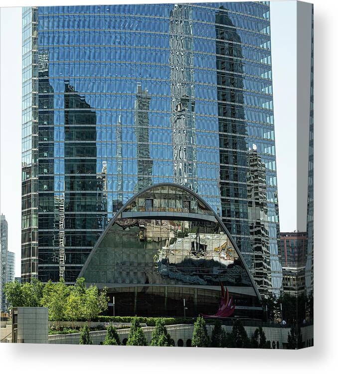 Mirrored Building - Chicago Canvas Print featuring the photograph Mirrored Building - Chicago by David Morehead