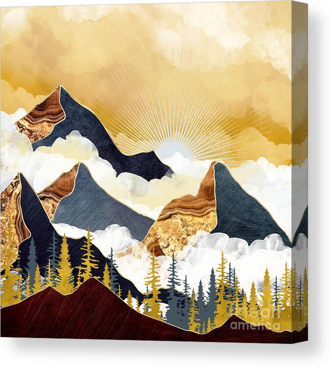 Mist Canvas Print featuring the digital art Misty Peaks by Spacefrog Designs