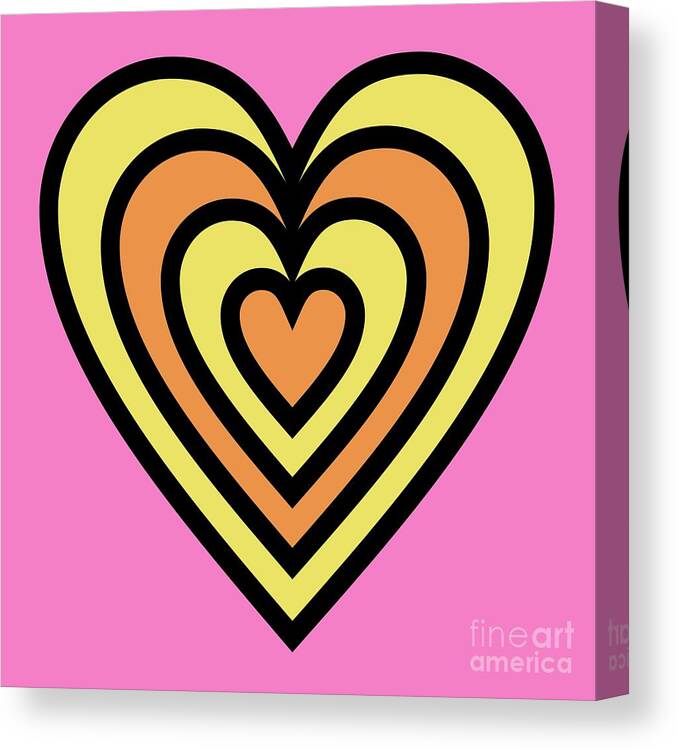 Mod Canvas Print featuring the digital art Mod Hearts on Pink by Donna Mibus