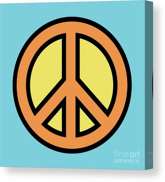 Mod Canvas Print featuring the digital art Mod Peace Sign in Blue by Donna Mibus