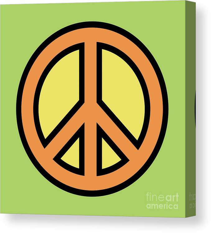 Mod Canvas Print featuring the digital art Mod Peace Symbol on Green by Donna Mibus