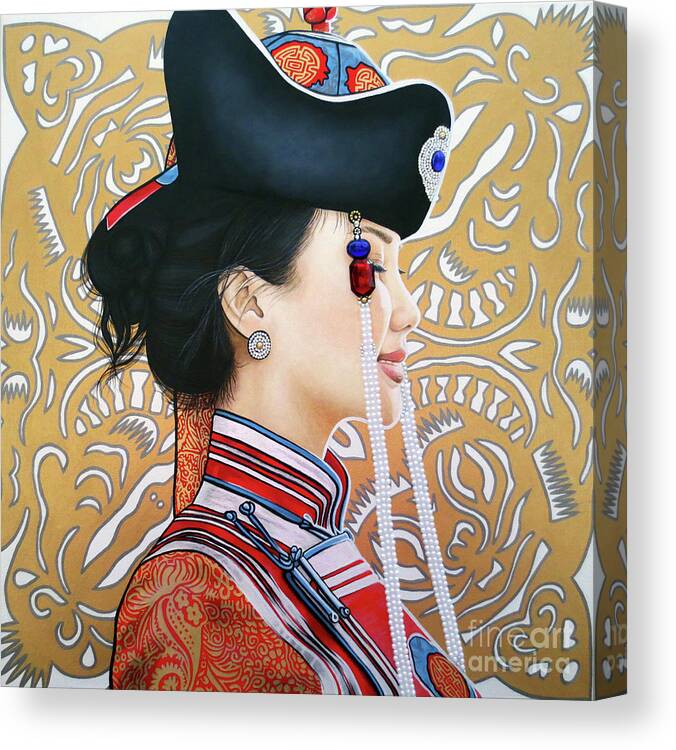 Art Canvas Print featuring the painting Mongolian Beauty by Malinda Prud'homme