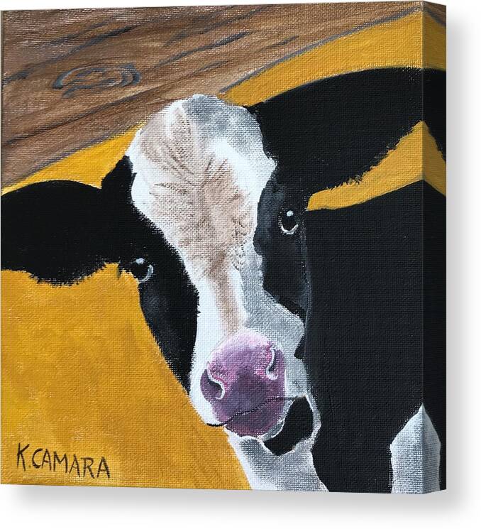 Pets Canvas Print featuring the painting Moo Cow by Kathie Camara