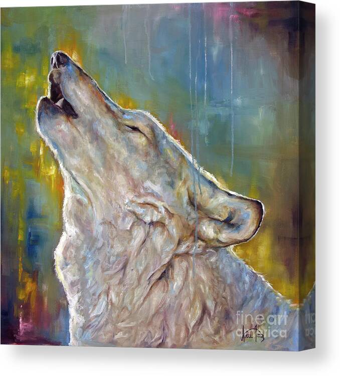 Wolf Canvas Print featuring the painting Moon Song by Averi Iris