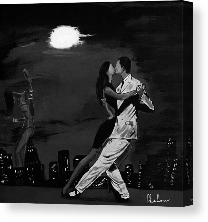  Canvas Print featuring the painting Moonlight Dark Dancing by Charles Young