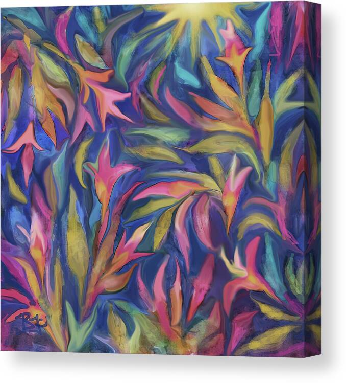 Flower Pattern Canvas Print featuring the painting Morning Breaks - Pattern by Jean Batzell Fitzgerald