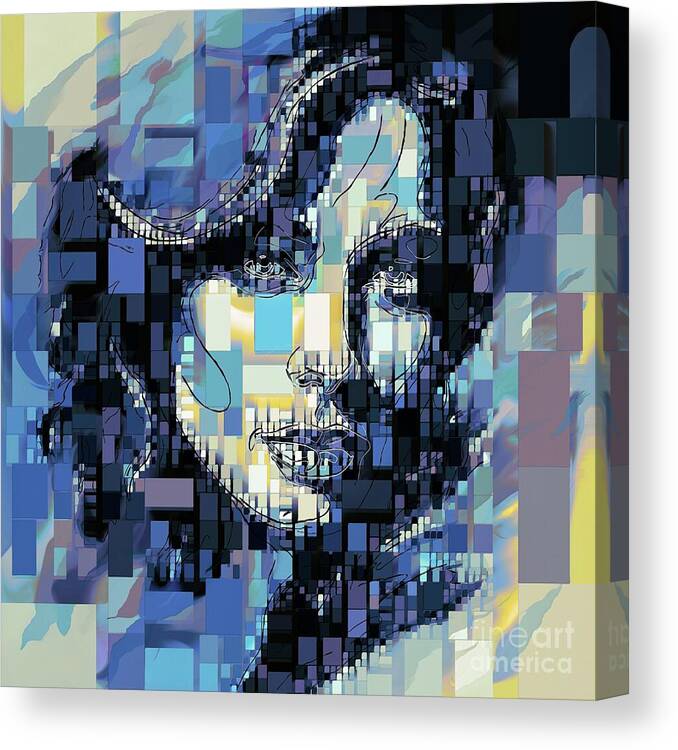 Abstract Canvas Print featuring the digital art Mosaic Style Abstract Portrait - 02852-SA1A by Philip Preston