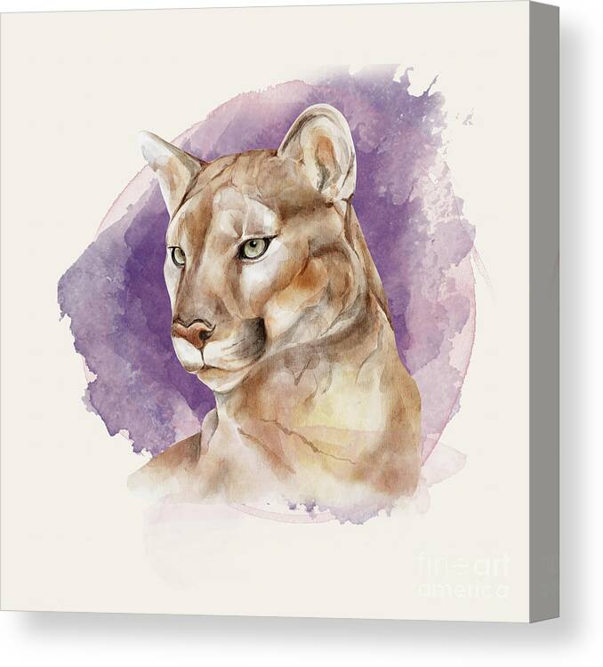 Mountain Lion Canvas Print featuring the painting Mountain Lion by Garden Of Delights