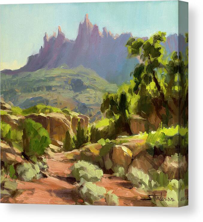 Zion Canvas Print featuring the painting Mountain of Spires by Steve Henderson