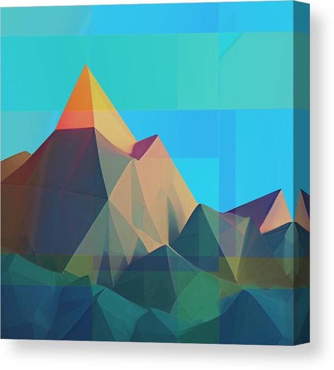 Cool Art Canvas Print featuring the digital art Mountain Peaks - Modern Geometric Art by Ronald Mills