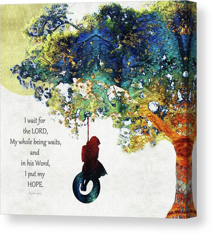 Psalm 130:5 Canvas Print featuring the painting My Hope - Inspirational Christian Art - Sharon Cummings by Sharon Cummings