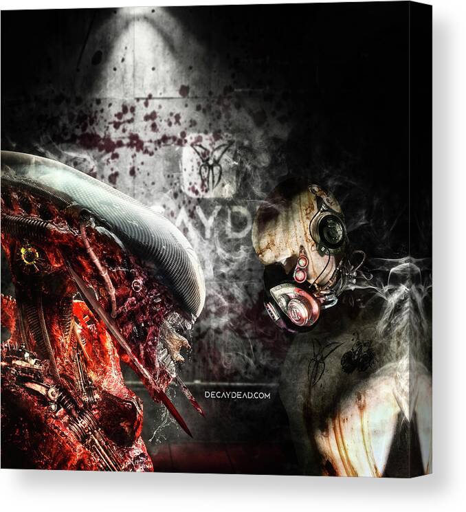 Alien Canvas Print featuring the digital art My Queen Red edition by Argus Dorian