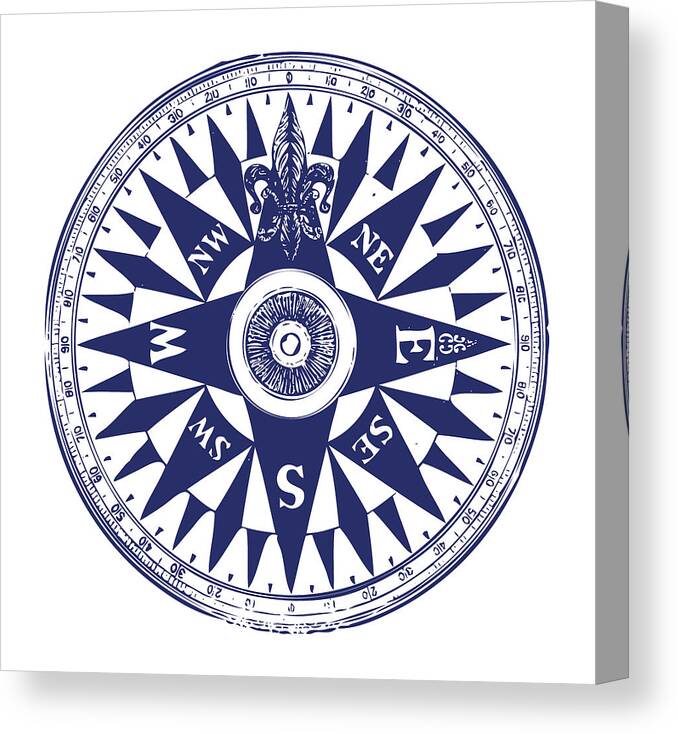 Nautical Compass Canvas Print featuring the digital art Nautical Compass by Eclectic at Heart