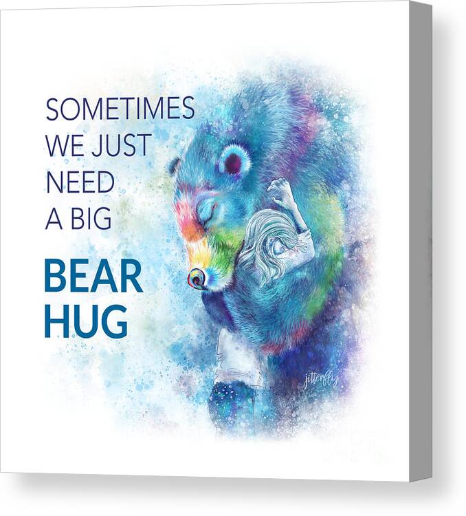 Need A Hug Canvas Print featuring the digital art Need A Bear Hug by Laura Ostrowski