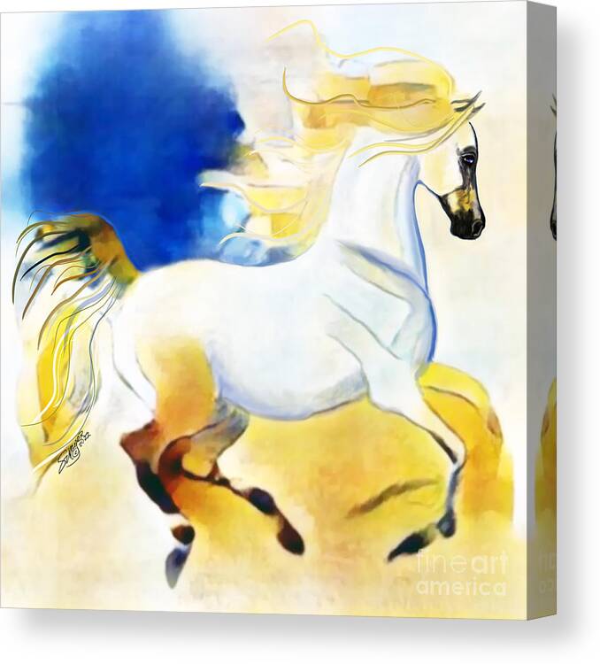 Equestrian Art Canvas Print featuring the digital art NFT Cantering Horse 008 by Stacey Mayer by Stacey Mayer